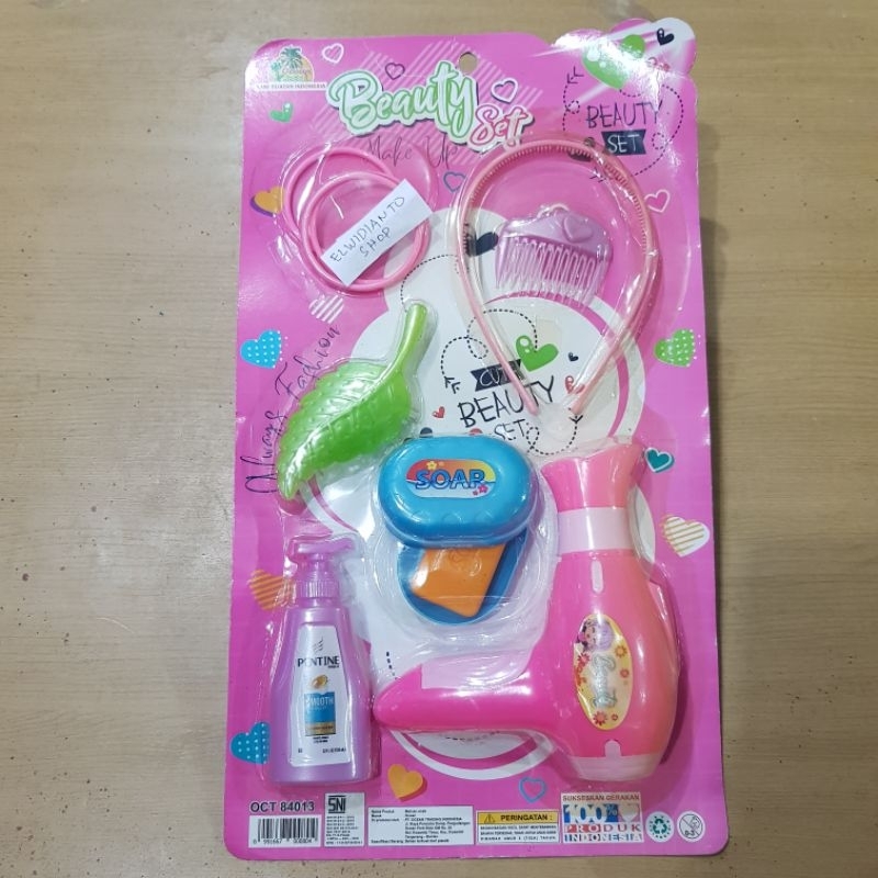 Mainan Anak Beauty Set Make Up Hairdryer Sabun Shampoo Ikat Rambut Bando