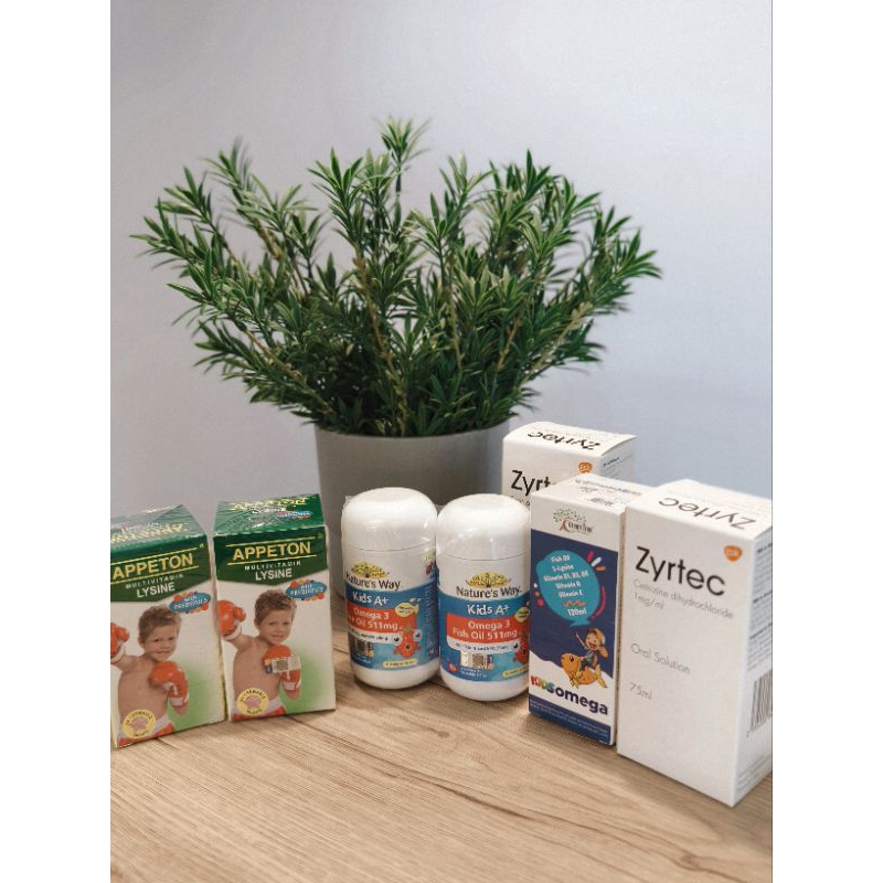 VITAMIN ANAK APPETON LYSINE NATURES WAY OMEGA 3 ZYRTEC GREEN TREE KIDS OMEGA FISH OIL MULTIVITAMIN N