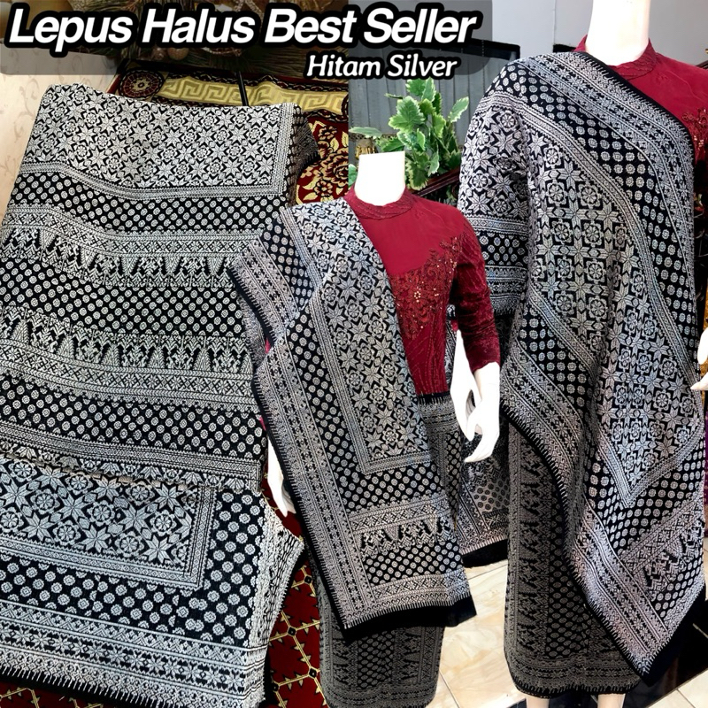 Songket Lepus Halus Best Seller Hitam Silver/ Songket Tenun Palembang asli Tenun Tangan/ilham songke
