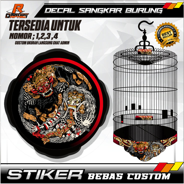 STICKER DECAL SANGKAR / KANDANG KOTAK BULAT || stiker MOTIF BARONG BALI leak rangda merek ebod  oriq