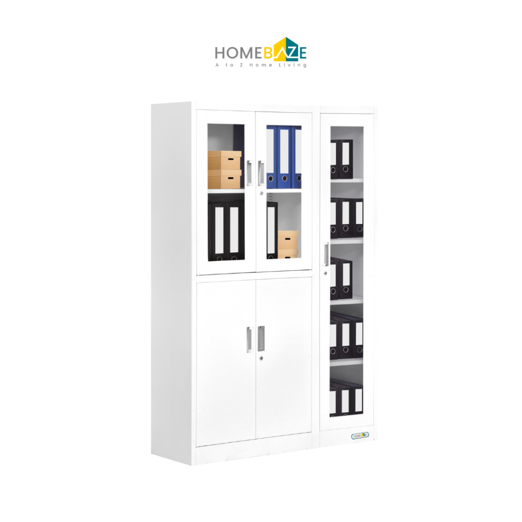 Homebaze - Lemari Steel Putih, Lemari Arsip Dokumen, Lemari Hias Besi, Kabinet Besi, Lemari Buku