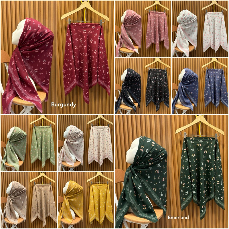 (Flow Pita) Hijab Denaay Voal kw segi empat motif premium