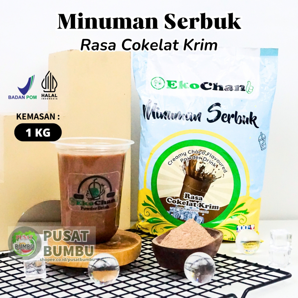 

Bubuk Minuman Coklat Krim 1 Kg EkoChan / Serbuk Minuman Kekinian / Boba Drink
