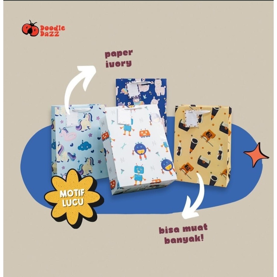 

AGATIS X Doodle Dazz - Paper Bag / Packing untuk kado / tas kantong