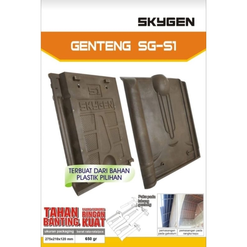 Genteng Plastik Skygen S1,Ringan, Tahan jatuh, Anti pecah, Anti jamur