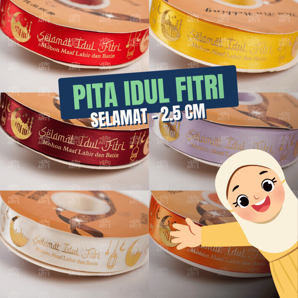 

1 Yard - 2.5 cm | Pita Selamat Idul Fitri | Pita Hampers Lebaran