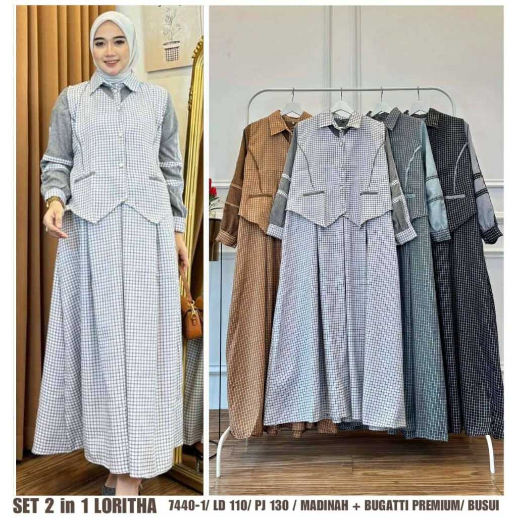 gamis terbaru 2025 baju cantik baju cewe baju lebaran gamis one set kado untuk ibu premium outfit