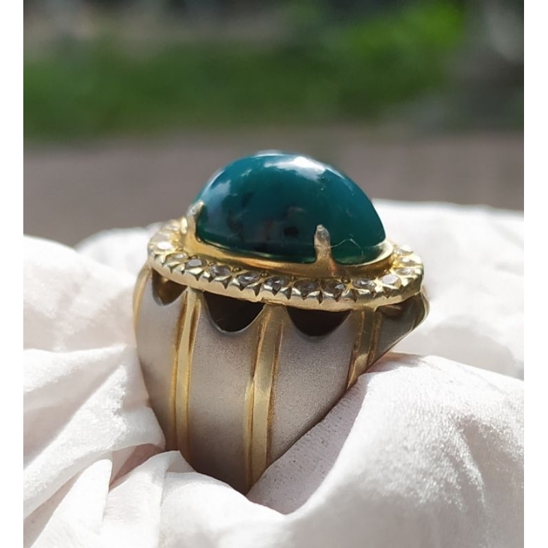 Bacan Doko Majiko Clean No Minus Top Kristal Ring Perak HM Gold Platted size 18