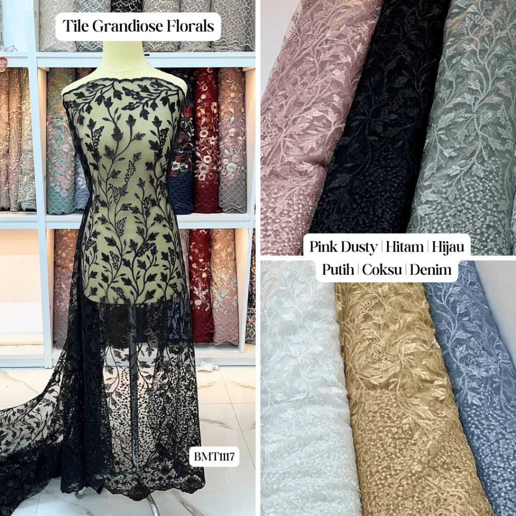 Kain Tile Grandiose Flowers | Kain Tile Motif Bunga 1 Warna BMT 1117