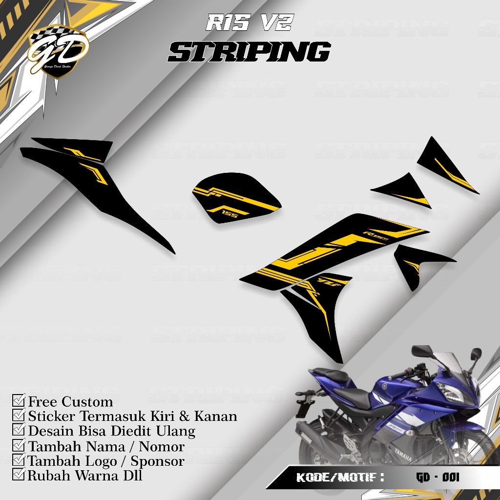 STRIPING R15 V2 - Stiker Striping R15 V2 - Yamaha Striping Variasi R15 V2