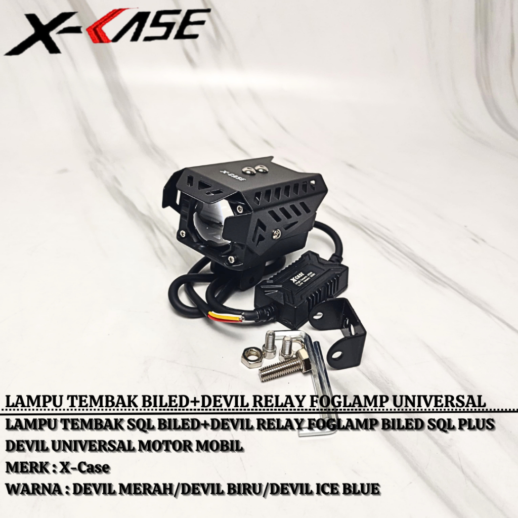 LAMPU TEMBAK X Case BILED+DEVIL RELAY FOGLAMP UNIVERSAL