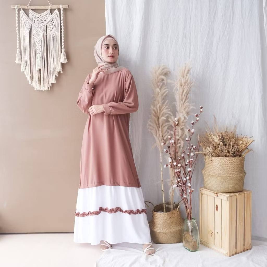 Gamis Tunik Muslimah Polos Unik Modis