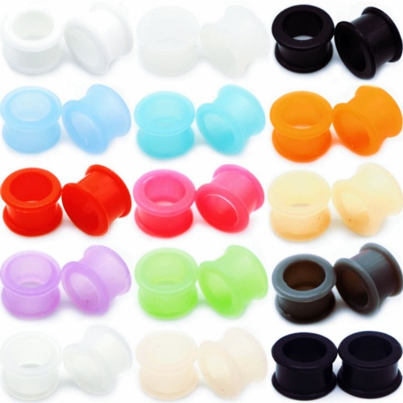 PIERCING TELINGA SILIKON WARNA / PIERCING KARET / PIERCING EAR PLUG / PLONG KARET RANDOM