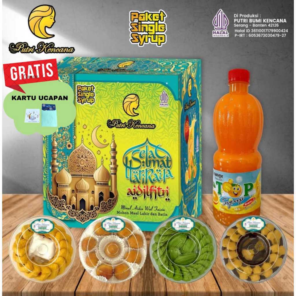 

Promo Kue Lebaran Putri Kencana Paket Single Sirup Isi 4 Toples Plus 1 Botol Sirup Free Kartu Ucapan