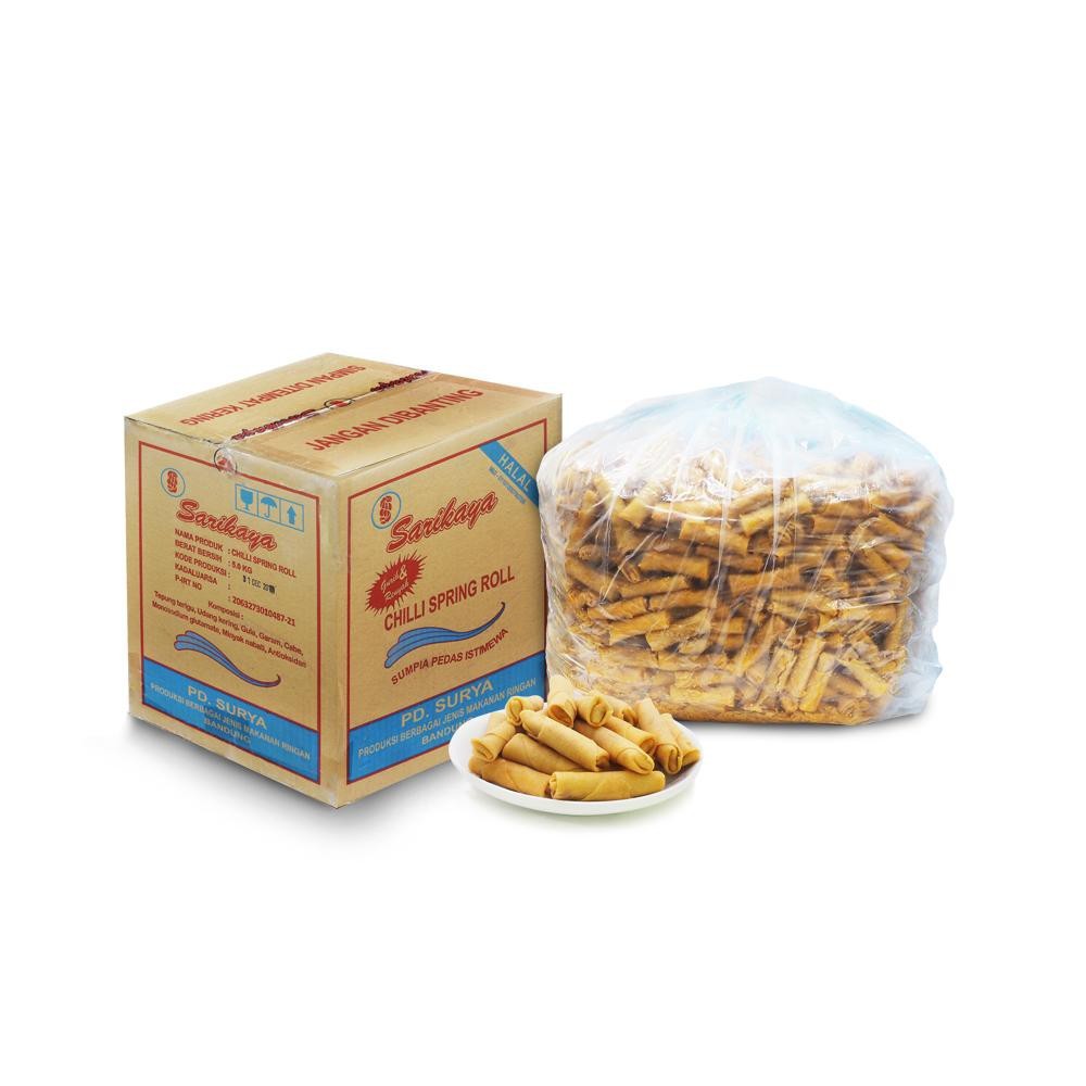 

SUMPIA UDANG 1 DUS BERAT 5 KG / SUMPIA UDANG CHILI SPRING ROLL MERK SARIKAYA