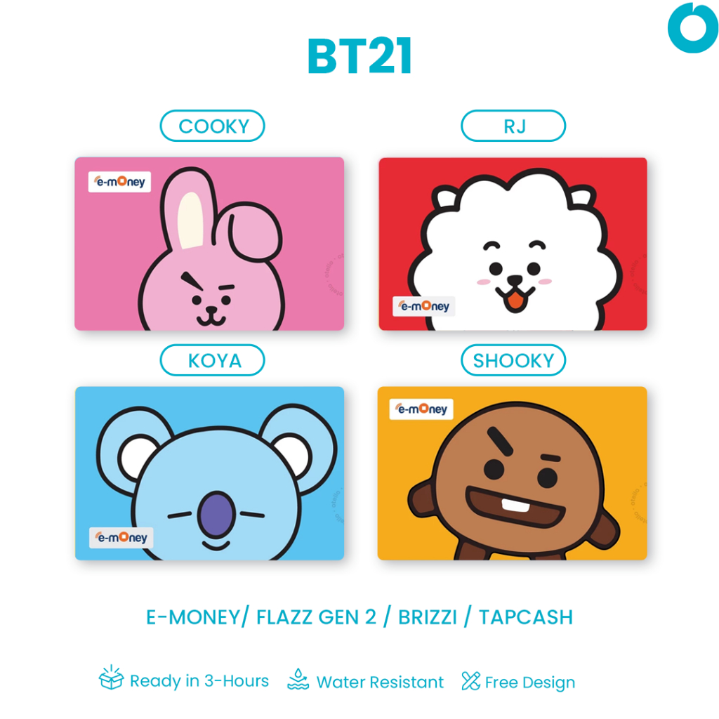 Kartu eMoney Mandiri BT21 Classic Kualitas HD Print Tajam BTS Kpop Idol e-Money eToll Bangtan Army