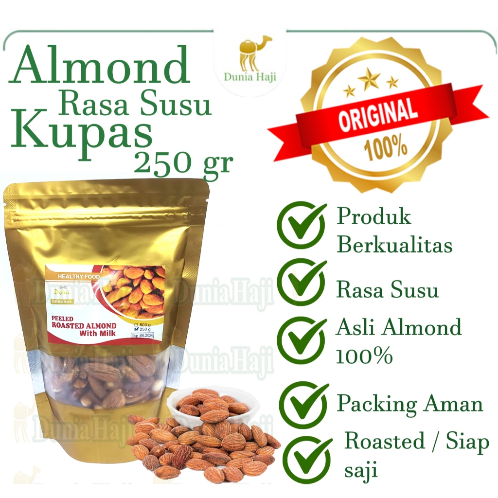 

RB Kacang Almond Kupas Rasa Susu Almond Arab With Milk Tanpa Cangkang Roasted Matang