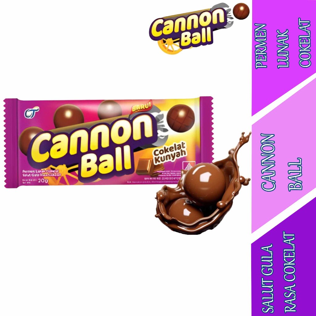 

Permen Salut Gula Rasa Cokelat - Cannon Ball - Permen Lunak Cokelat - 20gr