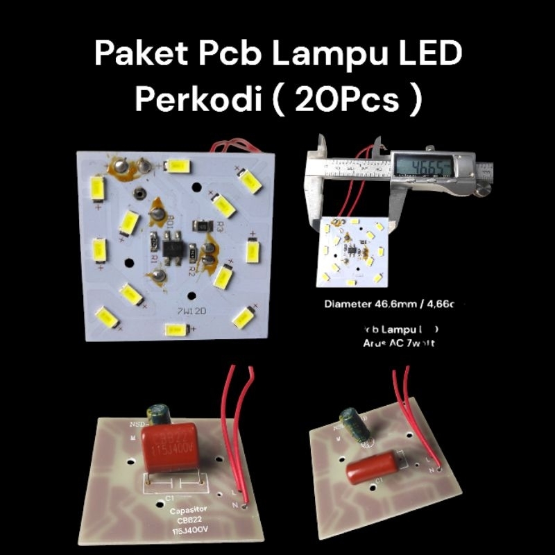 Pcb Lampu LED 7watt Perkodi Isi ( 20Pcs )