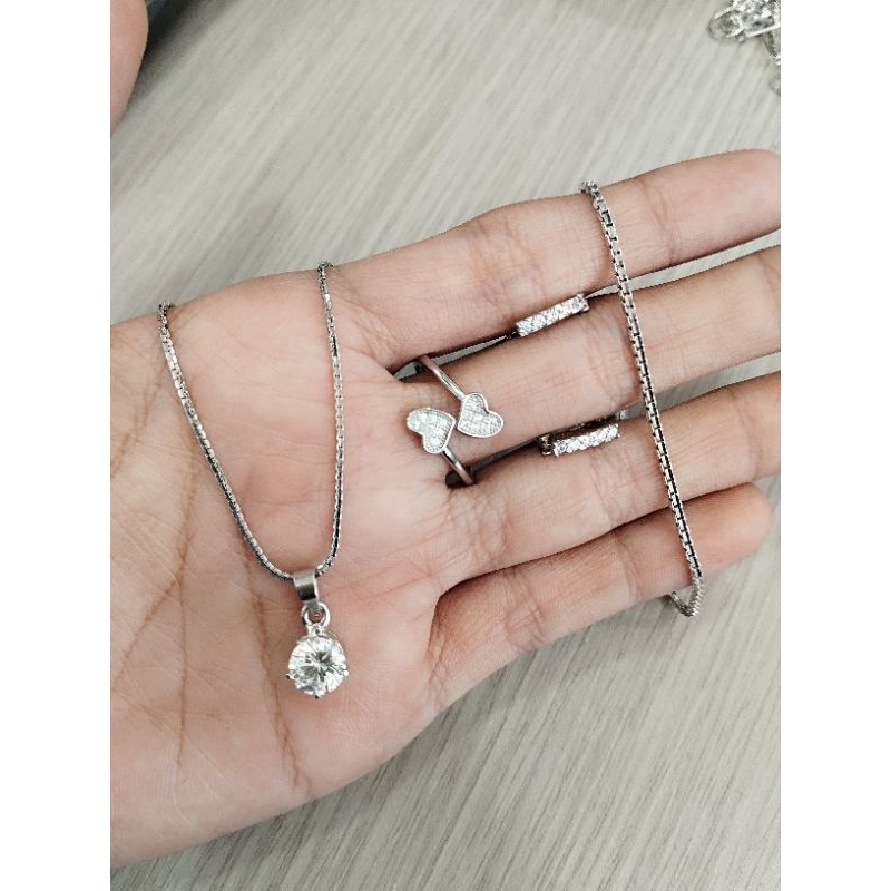 Satu Set Perhiasan Perak 925 Asli
