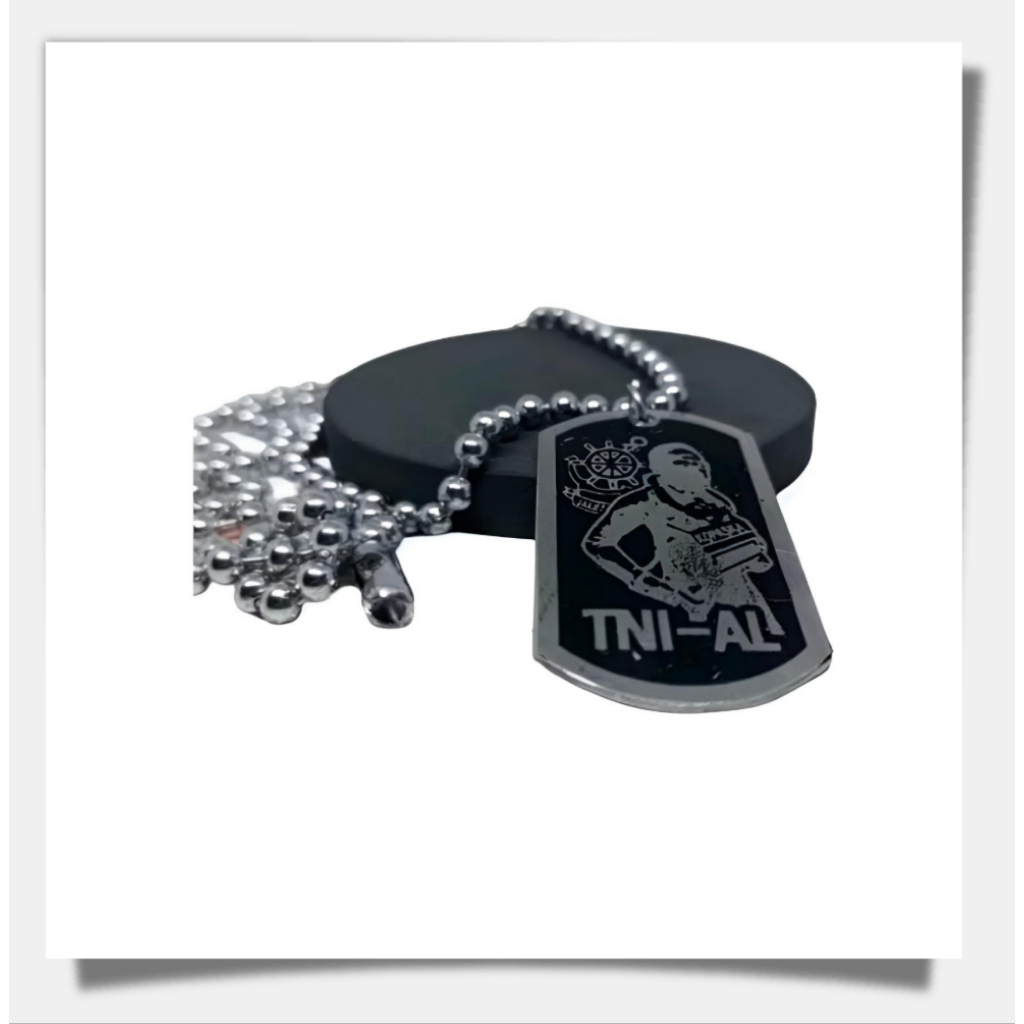 Kalung ARMY Militer Full Silver Logo