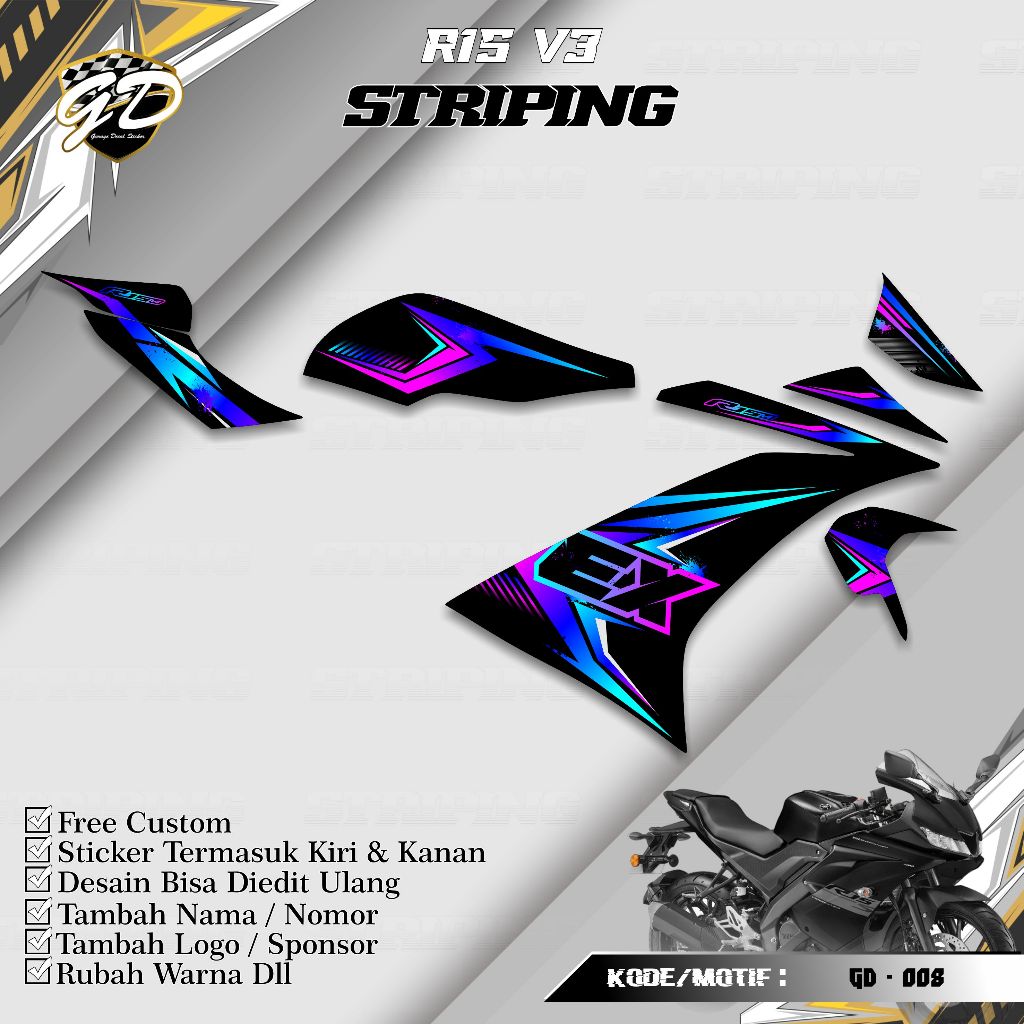 STRIPING R15 V3 - Stiker Striping R15 V3 - Striping Variasi Yamaha R15 V3