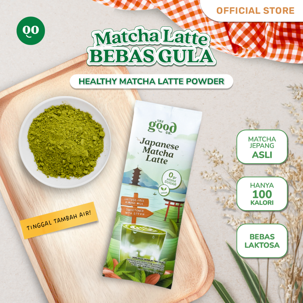 

[The Good Co.] Japanese Matcha Latte Sachet Bubuk Minuman Diet Rendah Kalori Tanpa Gula Bebas Laktosa