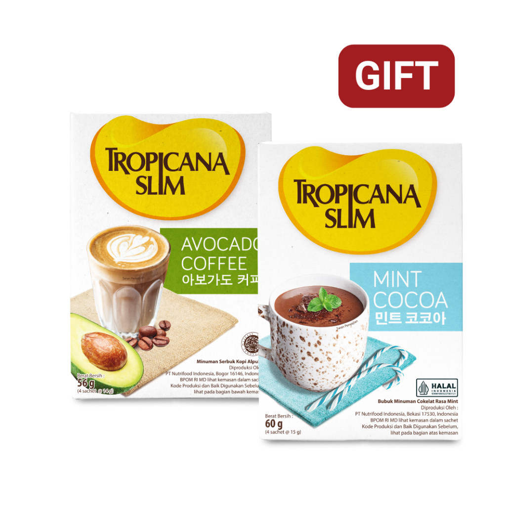 

GIFT - Tropicana Slim Mint Cocoa 4 Sachet + Tropicana Slim Avocado Coffee 4 Sch