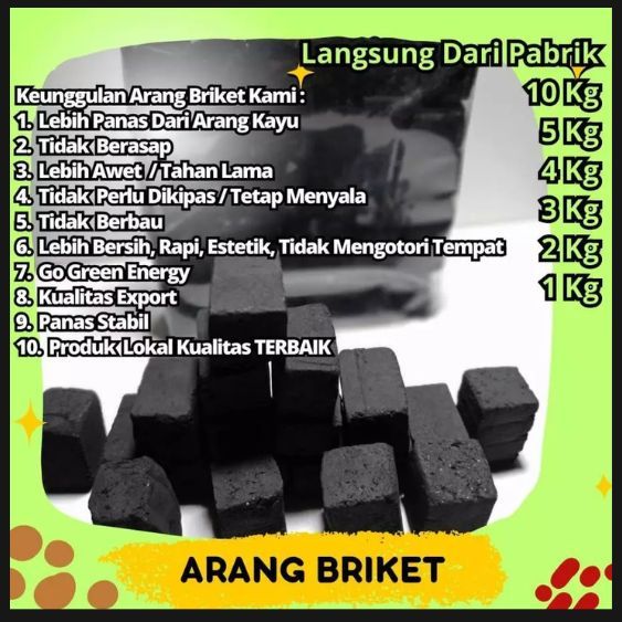 1 KG Arang Briket Arang Batok Kelapa Arang Bukhur Arang Aktif Arang Grade A Arang Briket Kualitas Ex