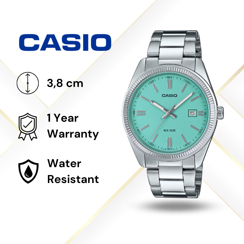 JAM TANGAN PRIA CASIO MTP-1302PD-2A2 ORIGINAL - MTP 1302PD 2A2V SILVER TIFFANY CASIO ORIGINAL