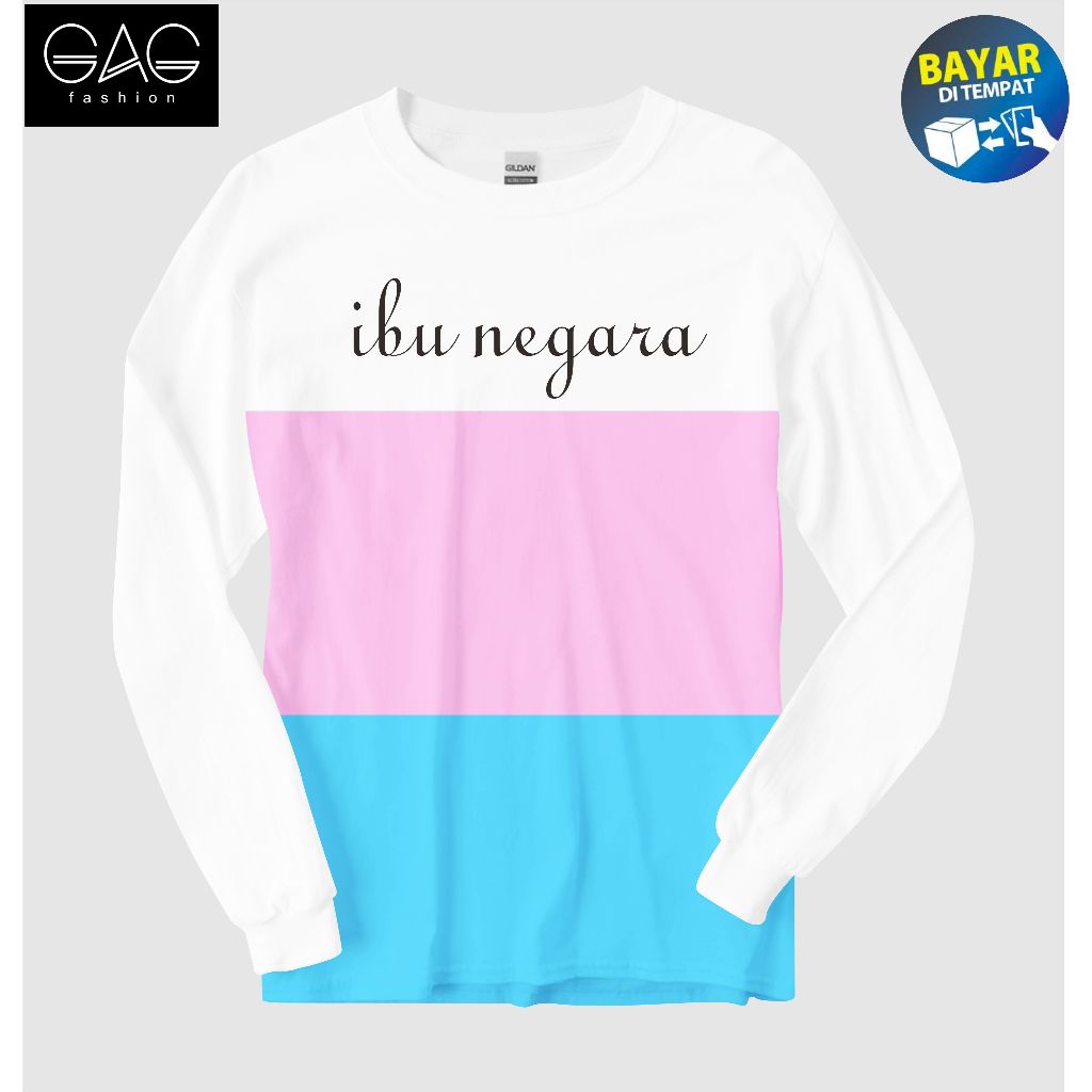 Kaos Kombinasi LENGAN PANJANG IBU NEGARA kaos cotton 30s kaos untuk pria dan wanita 05