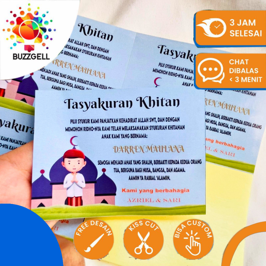 

Stiker / Kartu Label Syukuran Khitanan - Tasyakur Walimatul Khitan sticker persegi bahan chromo