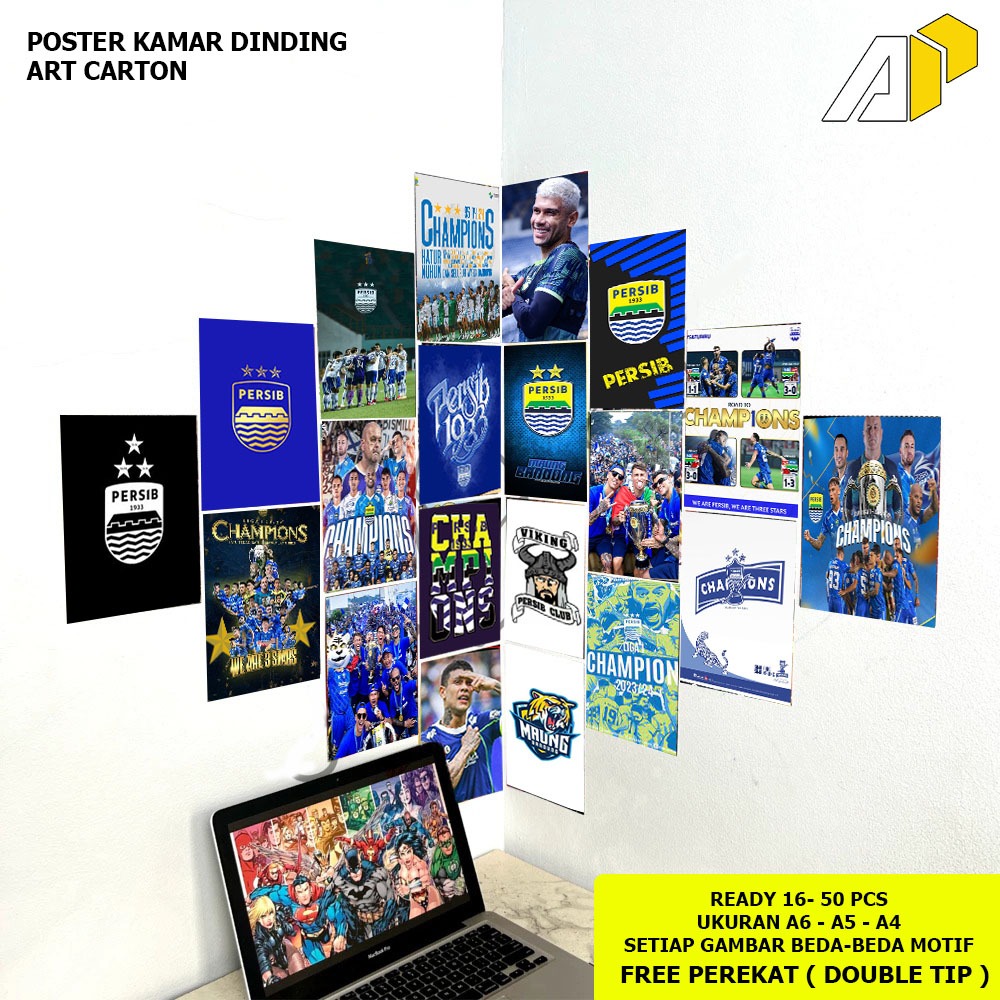 Poster Dinding Kamar Gambar Persib bandung / Poster Persib / Hiasan Dinding / Poster Kamar / COD