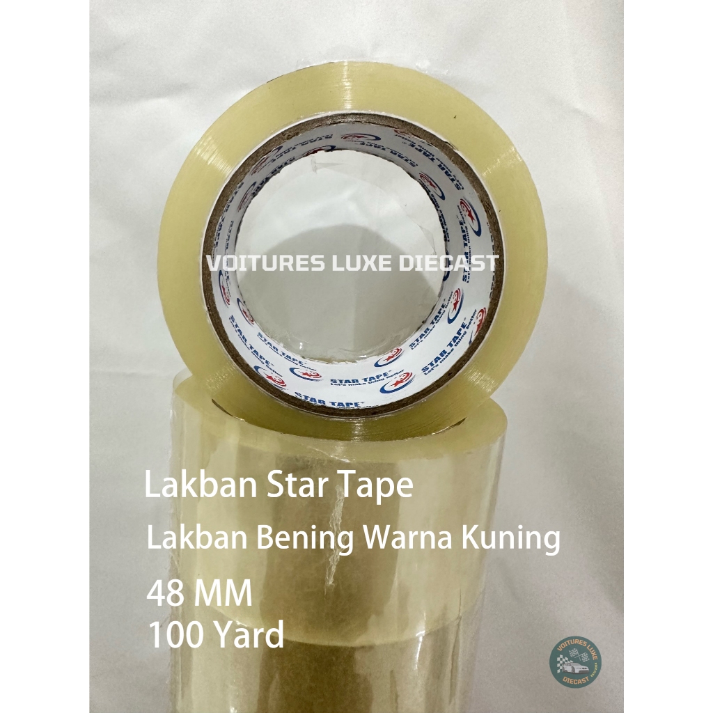 

VLD - Lakban OPP 1 PCS dan 6 PCS Lakban Bening Warna Kuning Merek Star Tape 48 MM x 100 Yard Kuat Lengket