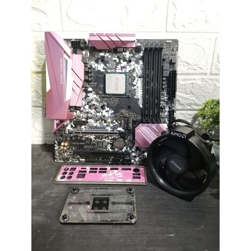 paket proseosr ryzen 5 3600 with asrock steal legend pink ram 2x8 16gb dd4 rgb