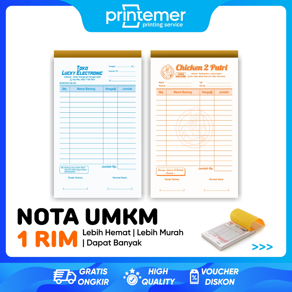 

CETAK 1 RIM NOTA TOKO USAHA UMKM CUSTOM 2 LAYER