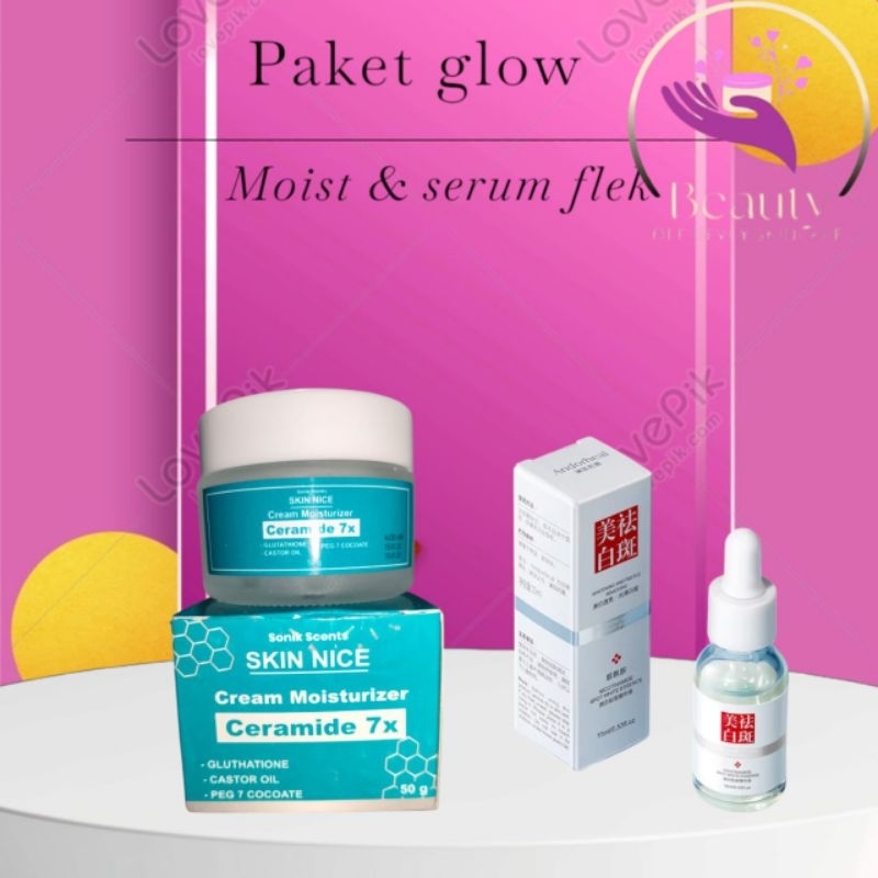 Paket 2 pcs glow skin nice + serum fuyan
