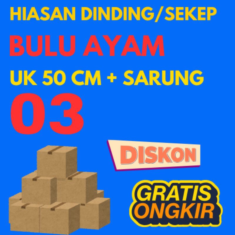 PAKET BULU AYAM 03 50 CM+SARUNG