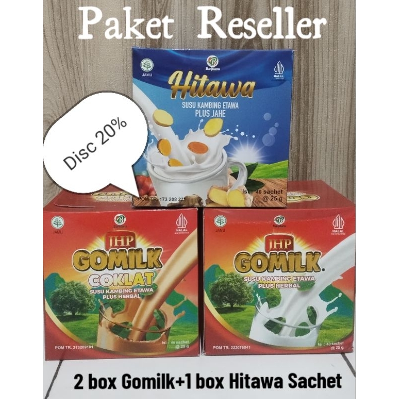 

Paket reseller 2 box gomilk dan 1 box hitawa sachet