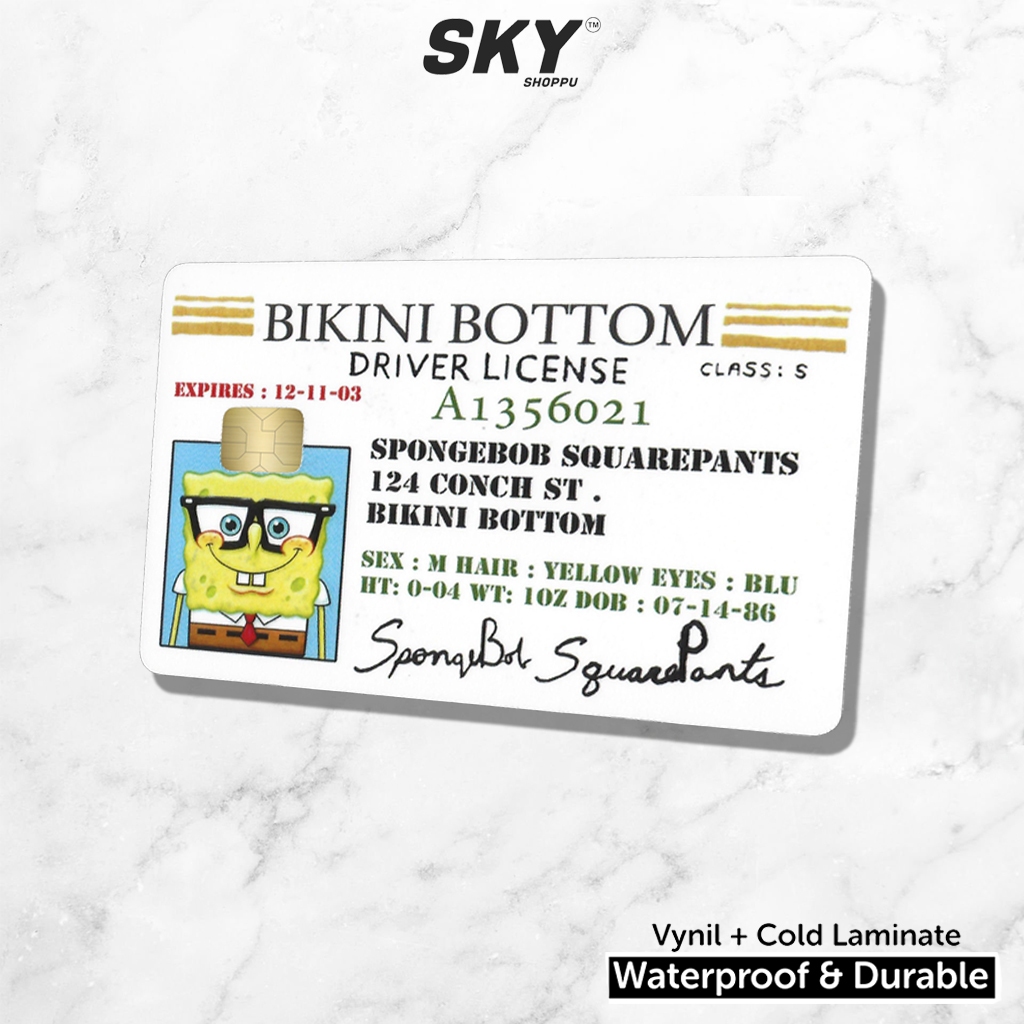 

Sticker Stiker Kartu Atm Skin Card Spongebob Driver License Waterproof Vinyl Atm Flazz Credit Debit Emoney Stiker