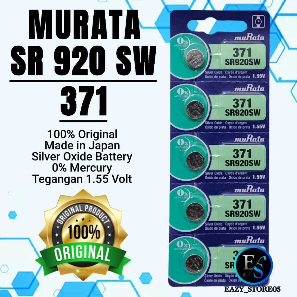 Baterai Murata 371 SR920SW Original Made In Japan Batrai Jam Tangan SR 920 SW AG6 Sony Ori Lembaran