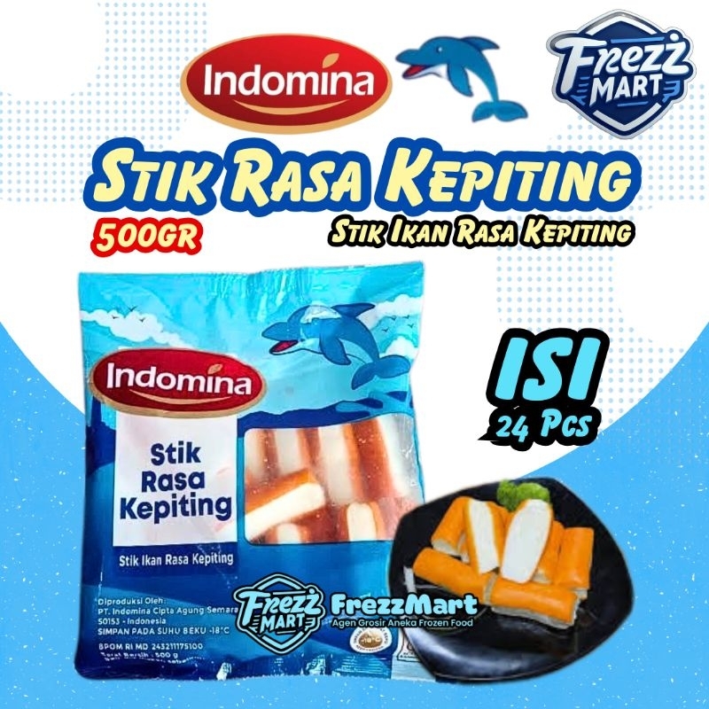 

Indomina Stik Rasa Kepiting 500gr Olahan Ikan Seafood Beku Crab Stick Frozen Food Halal