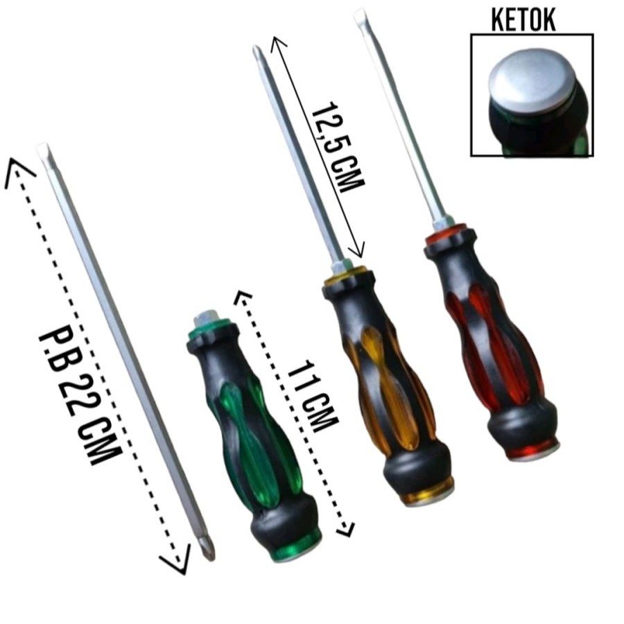 Obeng Ketok Bolak Balik Panjang / Pendek / Reversible Knock Screwdriver