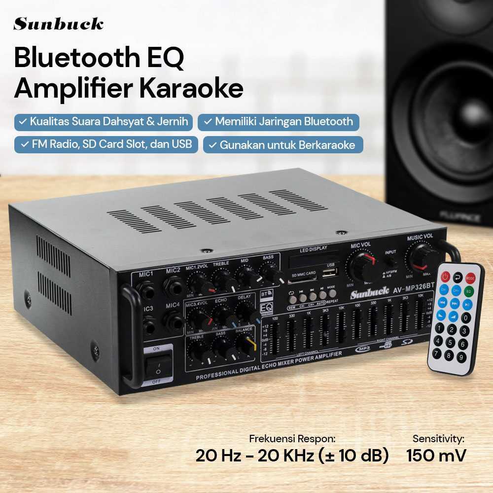 Sunbuck Bluetooth EQ Amplifier Karaoke Mixer Audio FM
