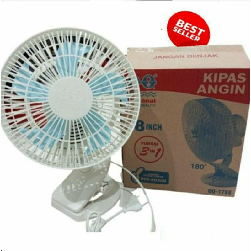 Kipas Angin QQ National 8" QQ-1788 3in1 | Kipas Angin Jepit Meja | Kipas Angin