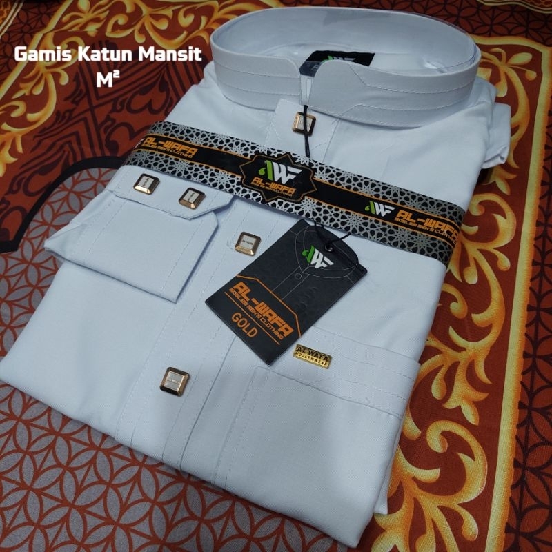 Gamis PUTIH lengan PANJANG AL-WAFA kancing MANIK MANSIT | GAMIS dewasa PUTIH lengan PANJANG