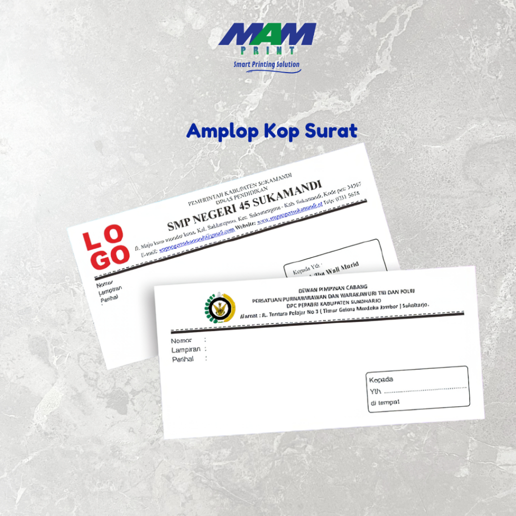 

Cetak Custom Amplop Kop Surat Putih ukuran 11x23 cm
