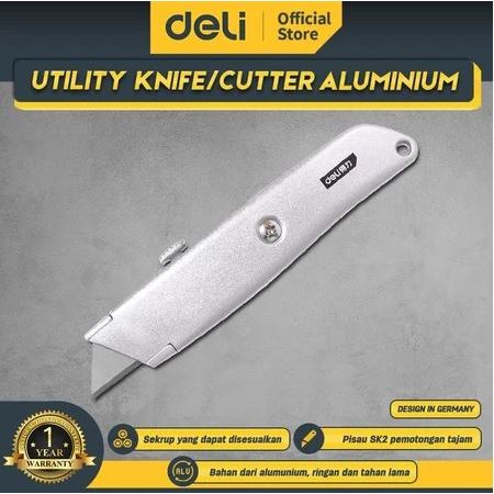 

Deli Utility Knife / Cutter Aluminium (Silver) Perkakas