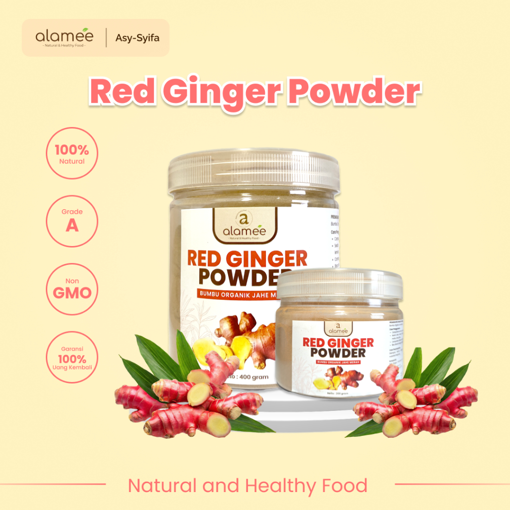 

ALAMEE Red Ginger Powder Premium Minuman Jahe Merah Bubuk Tanpa Campuran Sehat Serbuk Minuman 200gr