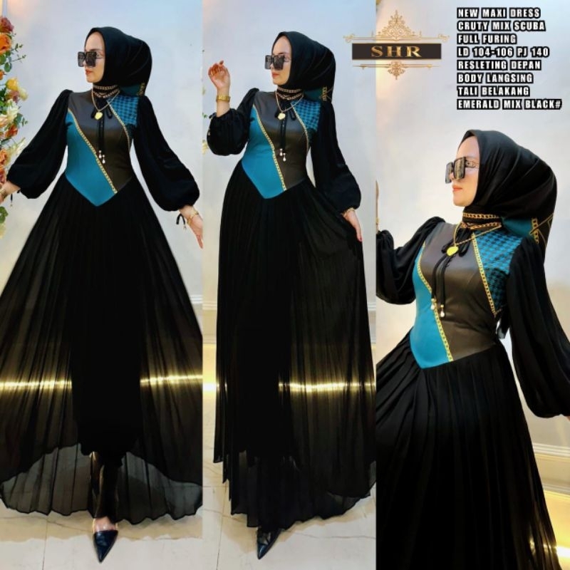maxi dress scuba full puring SHR